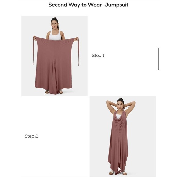 Halara 2 Ways To Wear Wrap Palazzo Pants / Cowl Neck Split Leg Jumpsuit Navy M - Picture 10 of 15